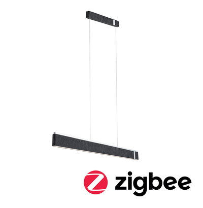 Modern black fabric LED pendant light with Zigbee smart control for connected lighting solutions