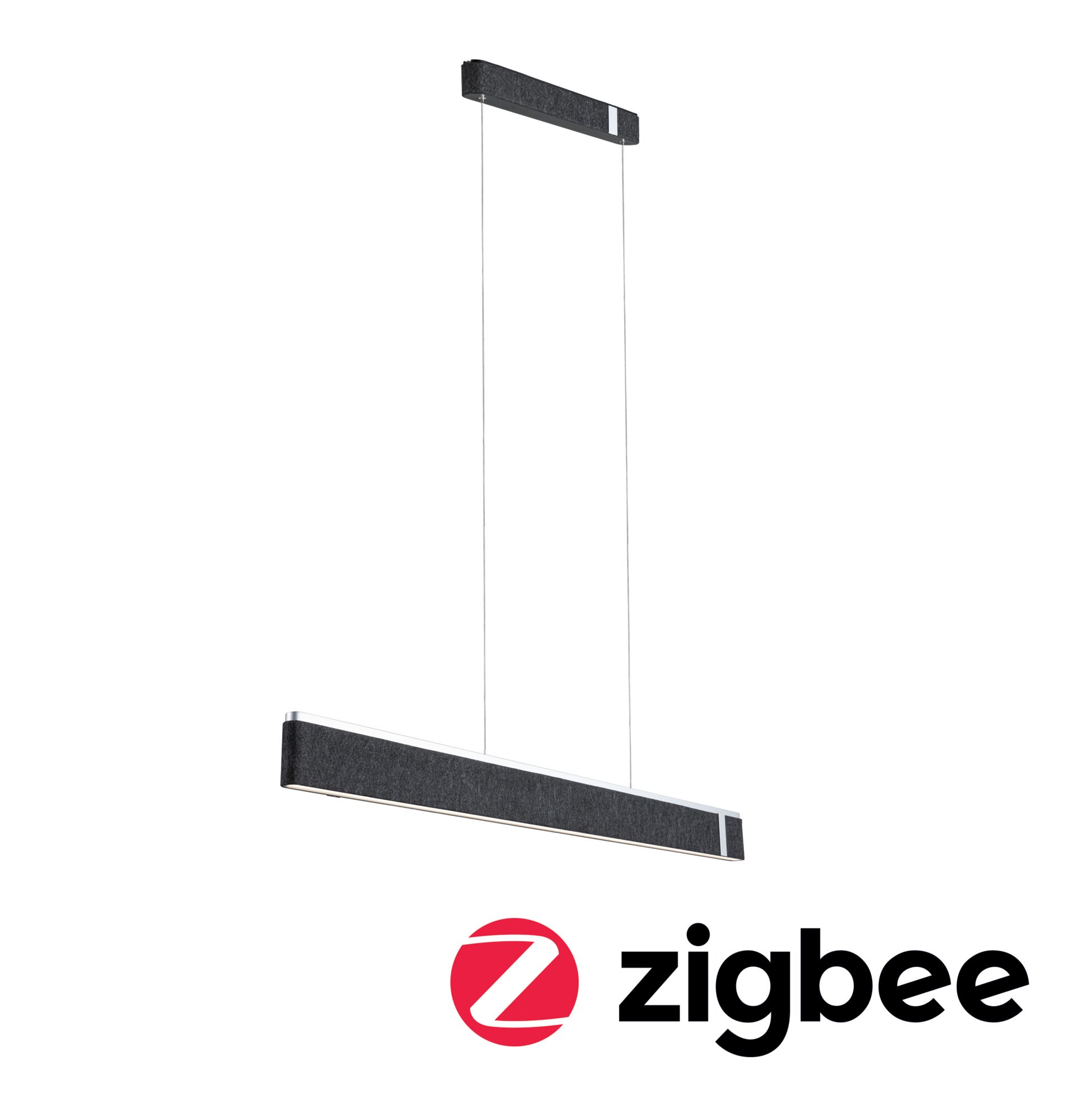 Luminaire en suspension LED Smart Home Zigbee 3.0 Jagun Tunable White 1800lm / 0lm 21W Anthracite gradable Suspension LED noire en tissu avec fonction Zigbee pour éclairage intelligent et connecté