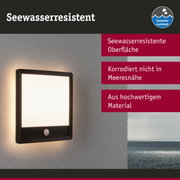 Schwarze Außenwandleuchte mit seewasserresistenter Oberfläche und Bewegungsmelder für Gartenbeleuchtung