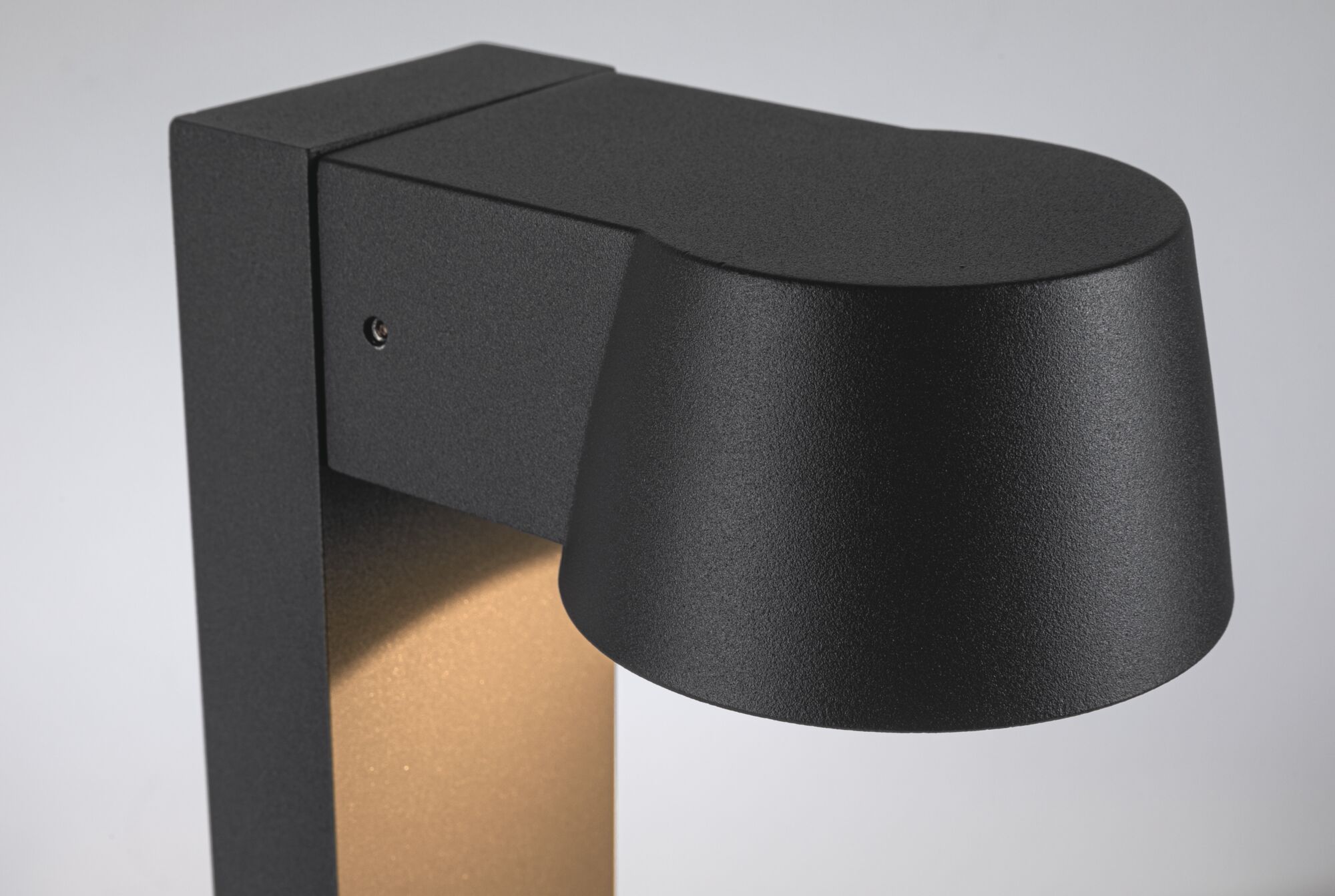 Black metal outdoor wall light with matte finish and warm white LED for garden lighting