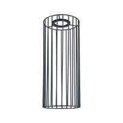 Black metal cage in cylindrical shape as lampshade for modern lighting design