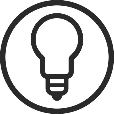 Schwarzes Symbol einer Glühbirne in Kreis, repräsentiert Beleuchtung und Lampenprodukte