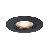 Round black LED recessed spotlight with warm white light and matte aluminum frame for indoor lighting