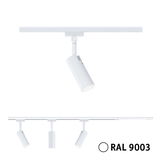 Moderne witte metalen LED-spot voor railsysteem in RAL 9003, energiezuinige verlichting