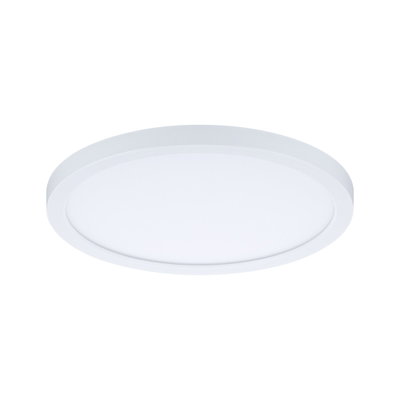 Round white LED ceiling light with flat design made of plastic for modern indoor lighting