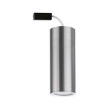 Cylindrical LED recessed spotlight in brushed stainless steel silver for modern indoor lighting