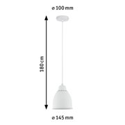 Weiße Metall-Hängeleuchte mit 180 cm Kabel und 145 mm Lampenschirmdurchmesser, moderne Pendelleuchte