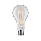 LED light bulb with clear glass and visible filaments, energy-saving lighting solution