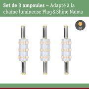 Lot de 3 ampoules LED blanc chaud pour chaîne lumineuse Plug & Shine Naima, éclairage économique