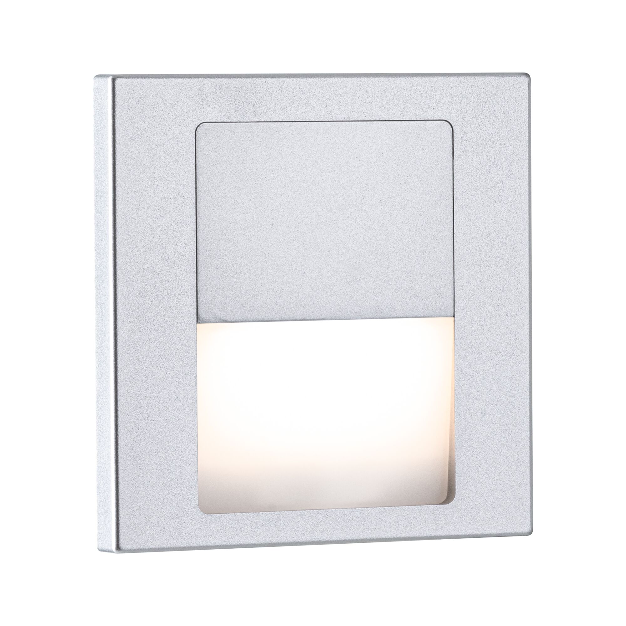 LED-wandinbouwlamp Tsaro hoekig 80x80mm 1W 80lm 230V 2700K Chroom mat Vierkante LED-wandlamp van zilverkleurig aluminium met warm wit licht voor binnen