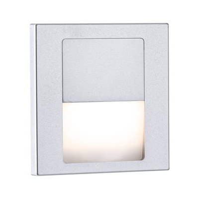 Vierkante LED-wandlamp van zilverkleurig aluminium met warm wit licht voor binnen