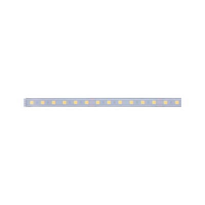 Long LED light strip with warm white LEDs in transparent casing for modern lighting solutions