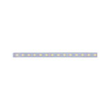 Long LED light strip with warm white LEDs in transparent casing for modern lighting solutions