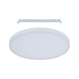 Round white LED ceiling light with metal bracket for modern indoor lighting