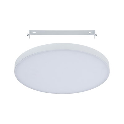 Round white LED ceiling light with metal bracket for modern indoor lighting