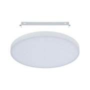 Round white LED ceiling light with metal bracket for modern indoor lighting