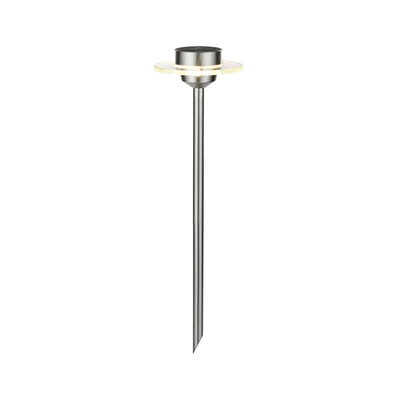 Lanterne de jardin en acier inoxydable avec anneau LED et piquet pointu pour éclairage extérieur moderne