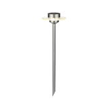 Lanterne de jardin en acier inoxydable avec anneau LED et piquet pointu pour éclairage extérieur moderne
