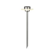 Lanterne de jardin en acier inoxydable avec anneau LED et piquet pointu pour éclairage extérieur moderne