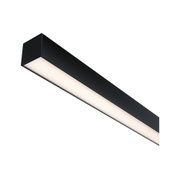 Schwarze LED-Deckenleuchte mit langem rechteckigem Design und warmweißem Licht für moderne Innenräume