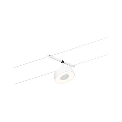 Moderner weißer LED-Seilstrahler mit rundem Leuchtkopf aus Metall für flexible Beleuchtung