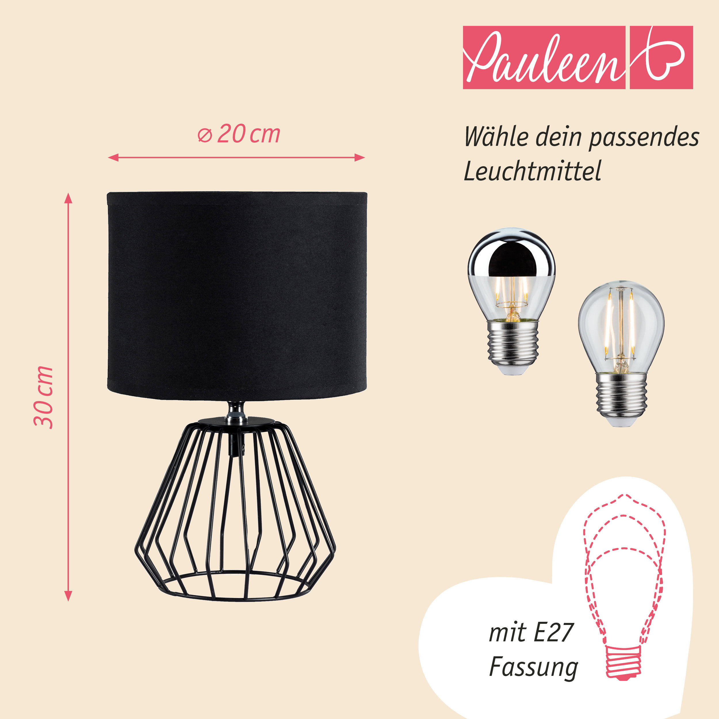 Paulmann Pauleen Tischleuchte Shiny Diamond E27 max. 20W Schwarz