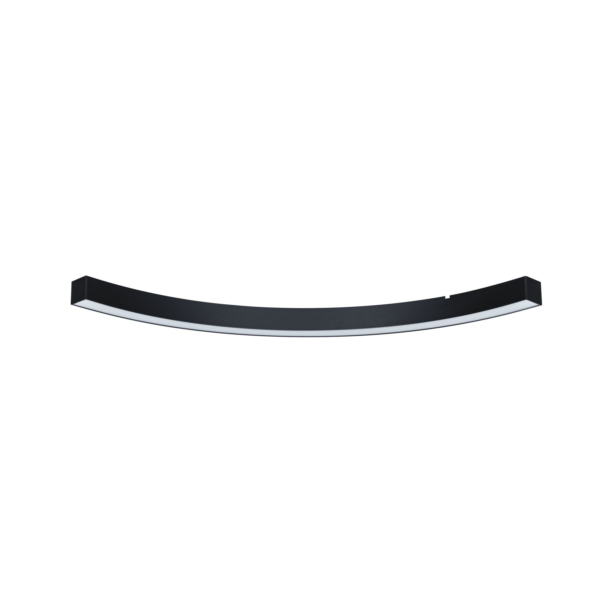 Black curved LED ceiling light in metal with white diffuser for modern room lighting