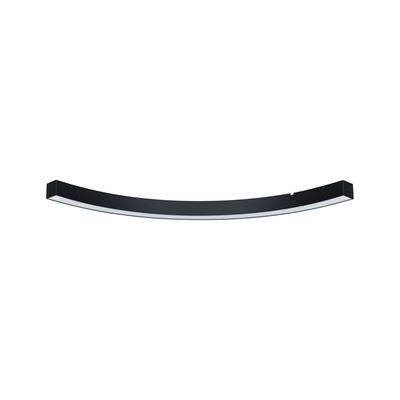 Black curved LED ceiling light in metal with white diffuser for modern room lighting