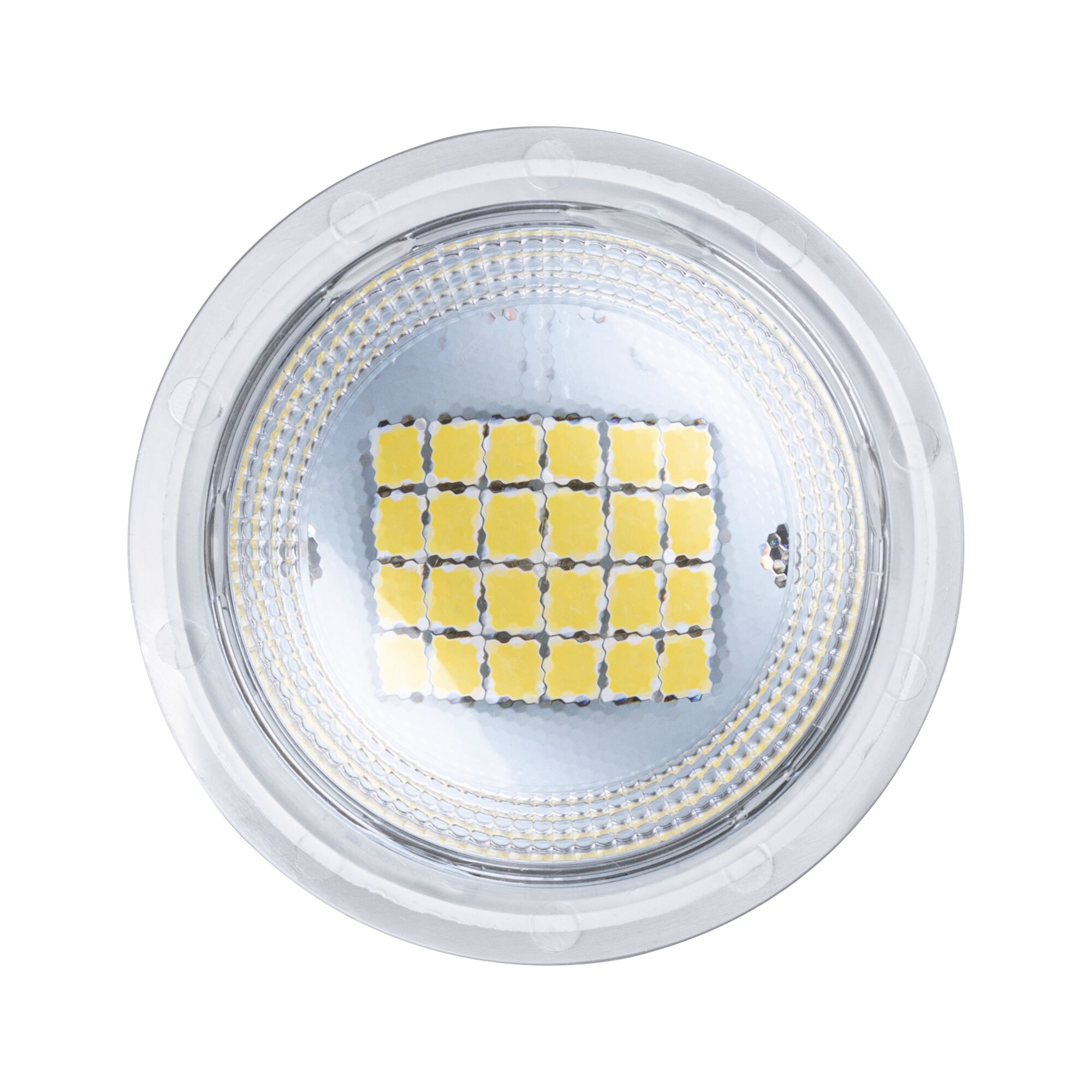 Ronde LED-lamp met gele LED-chips en transparante kunststof behuizing voor energiezuinige verlichting