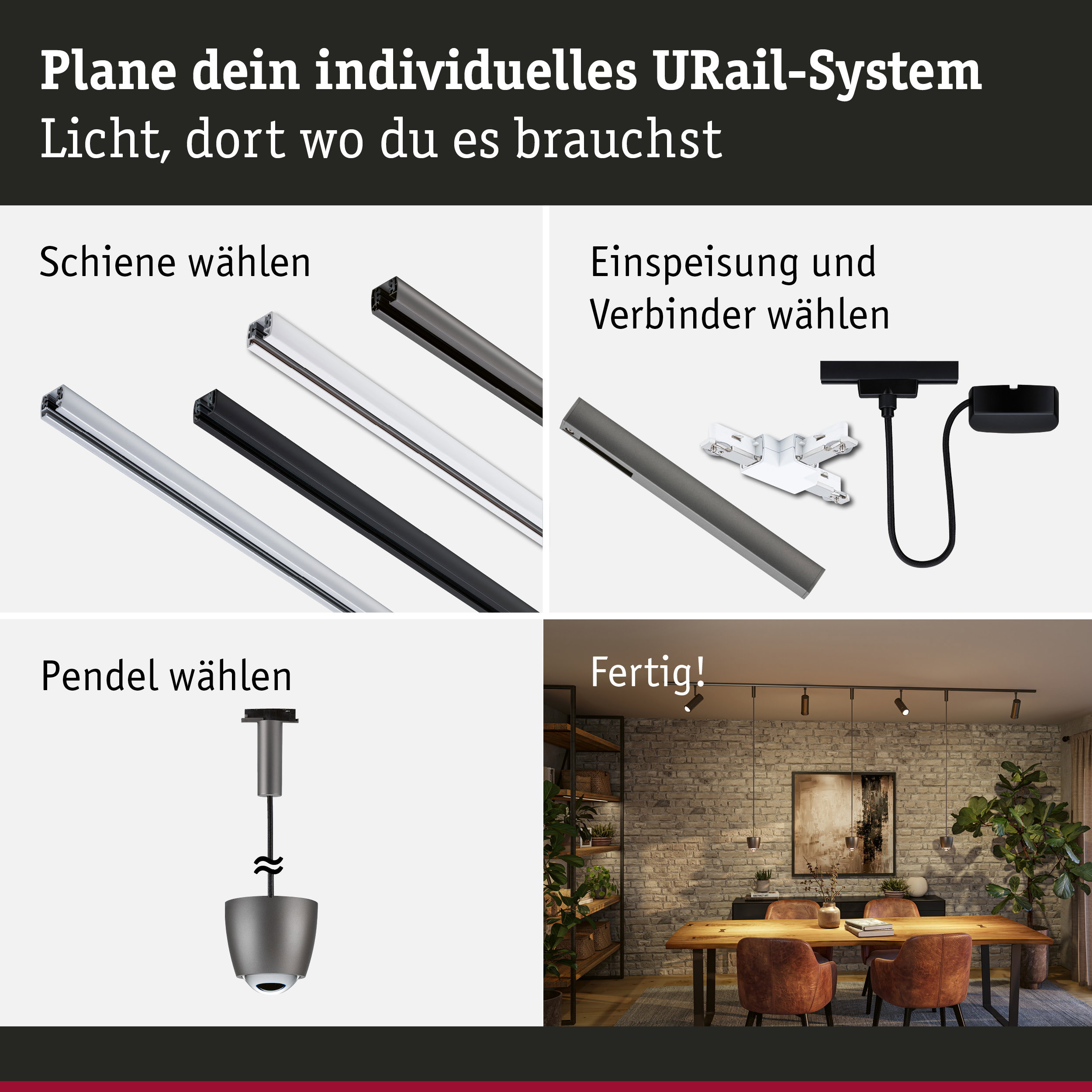 URail Pendel Smart Home Zigbee 3.0 Tyros RGBW 200lm 4,5W RGBW+ dimmbar 230V Titanium