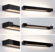 Modern black metal LED wall light with warm white illumination for stylish indoor lighting