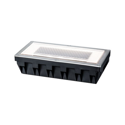 Rectangular LED recessed floor light in black plastic with stainless steel frame and honeycomb pattern