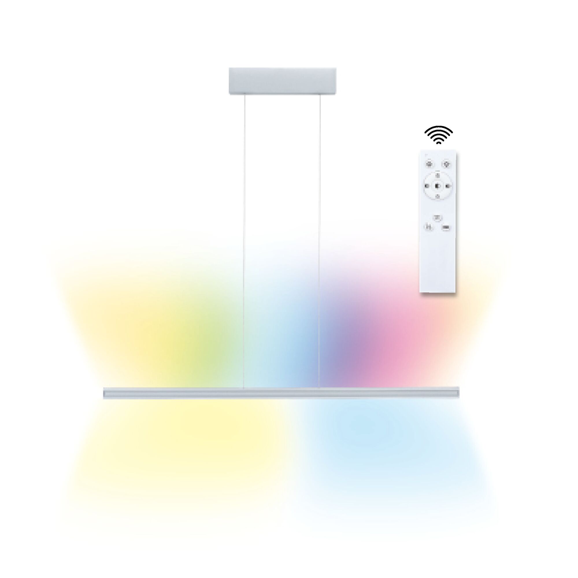 LED-hanglamp Lesko RGBW+ dimbaar 1400lm / 120lm 19W / 3W Zilver mat Moderne witte LED-hanglamp met afstandsbediening en meerkleurige verlichting voor woonruimtes