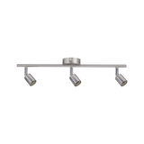 Three-light LED ceiling spotlight in brushed stainless steel for modern room lighting