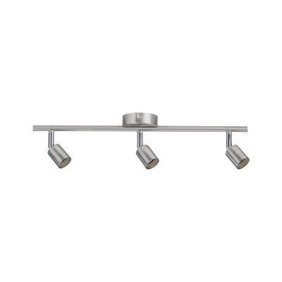 Three-light LED ceiling spotlight in brushed stainless steel for modern room lighting
