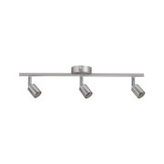 Three-light LED ceiling spotlight in brushed stainless steel for modern room lighting