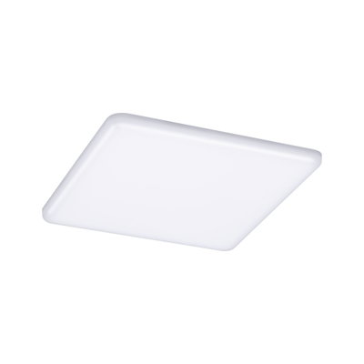 White square LED ceiling panel with plastic frame for modern room lighting solutions