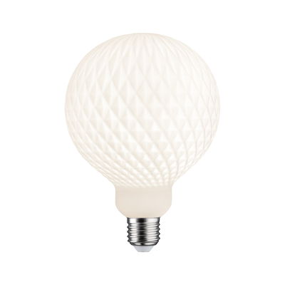 White LED bulb with textured surface and E27 base for decorative lighting solutions