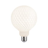 Weiße LED-Glühbirne mit strukturierter Oberfläche und E27-Fassung für dekorative Beleuchtung