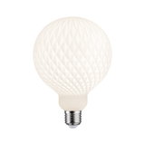 Witte LED-lamp met gestructureerd oppervlak en E27-fitting voor decoratieve verlichting