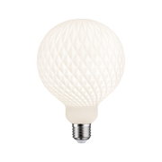Weiße LED-Glühbirne mit strukturierter Oberfläche und E27-Fassung für dekorative Beleuchtung