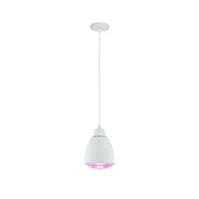 Weiße Metall-Pendelleuchte mit rosa LED-Licht für moderne Wohnraumbeleuchtung