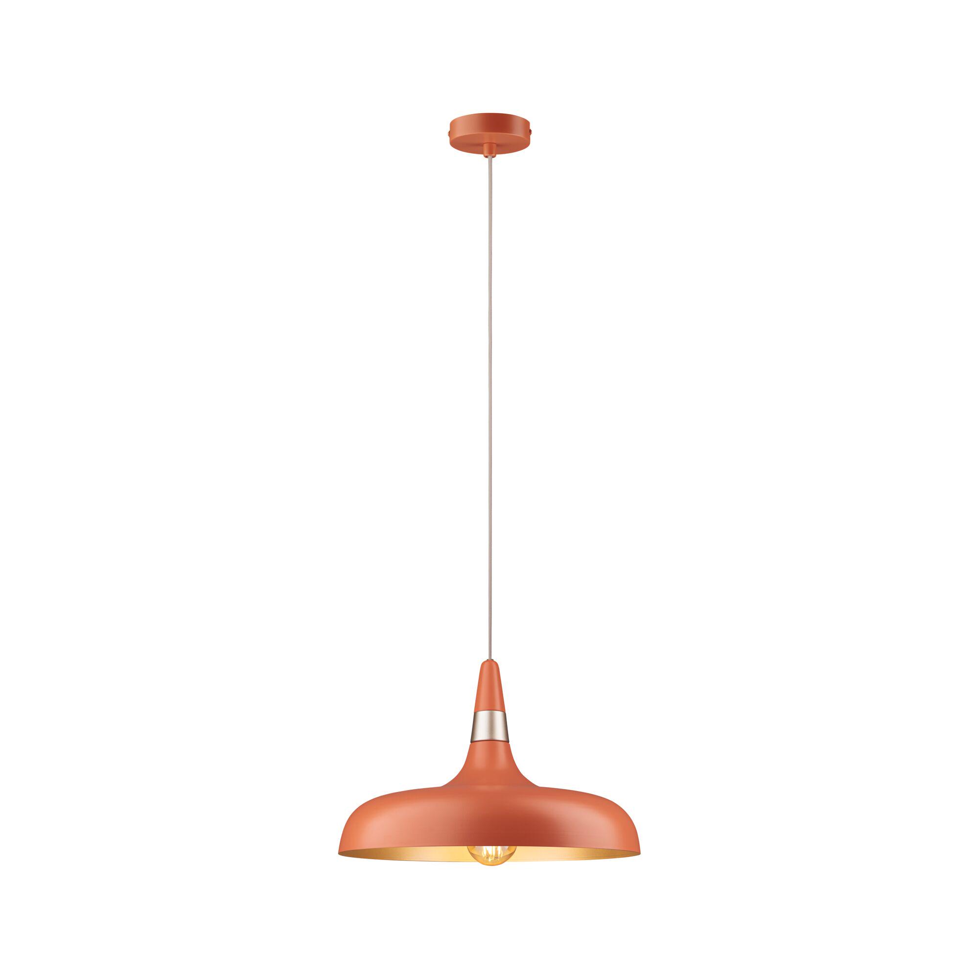 Lampa wisząca z metalu w kolorze pomarańczowym z złotym wnętrzem, nowoczesna lampa sufitowa do salonu