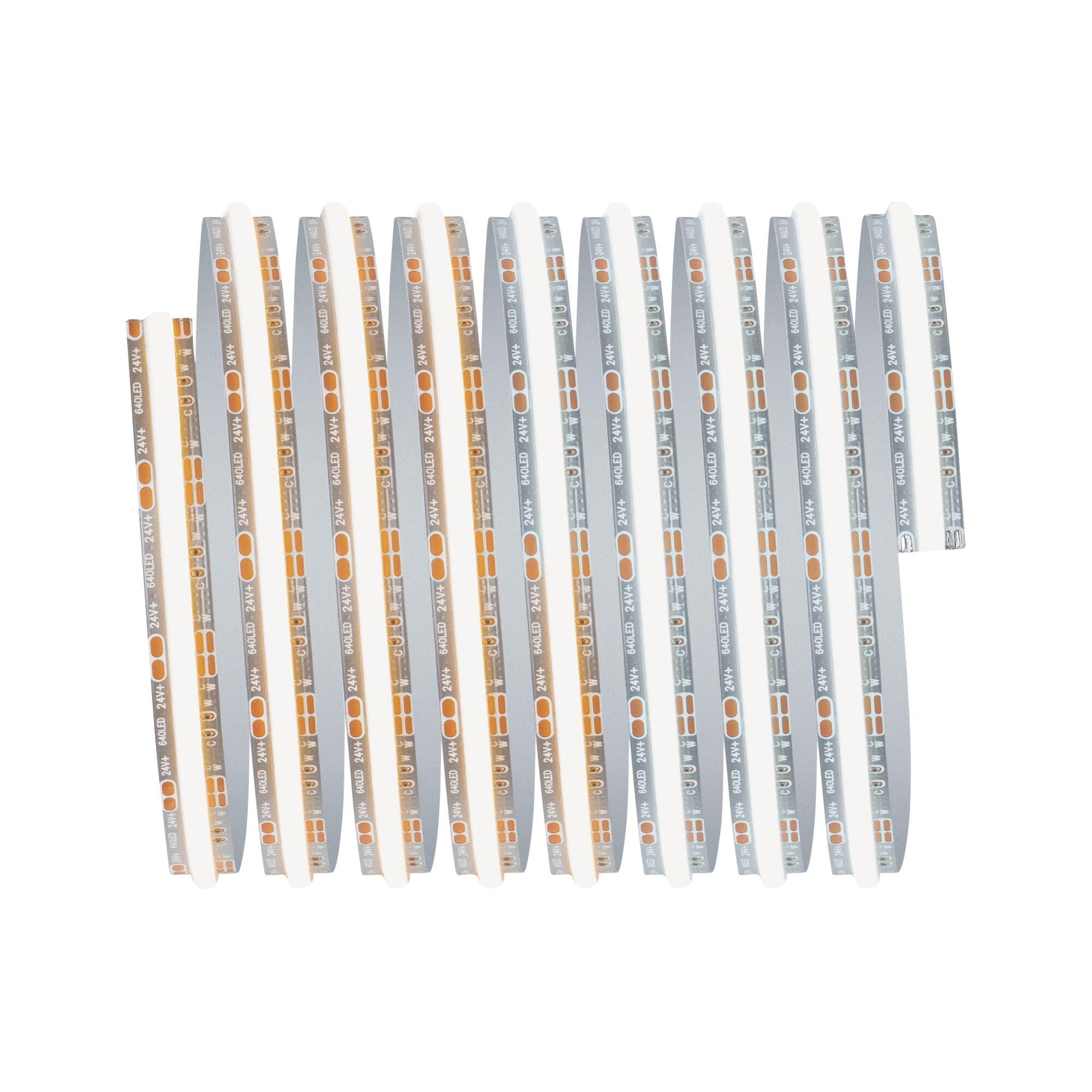 Flexible 24V LED strip with warm white light and 640 LEDs per meter for modern lighting solutions
