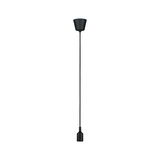 Suspension noire en métal avec long câble pour éclairage intérieur moderne.