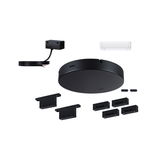 Black mounting kit with round ceiling plate and cable for LED track lighting accessories
