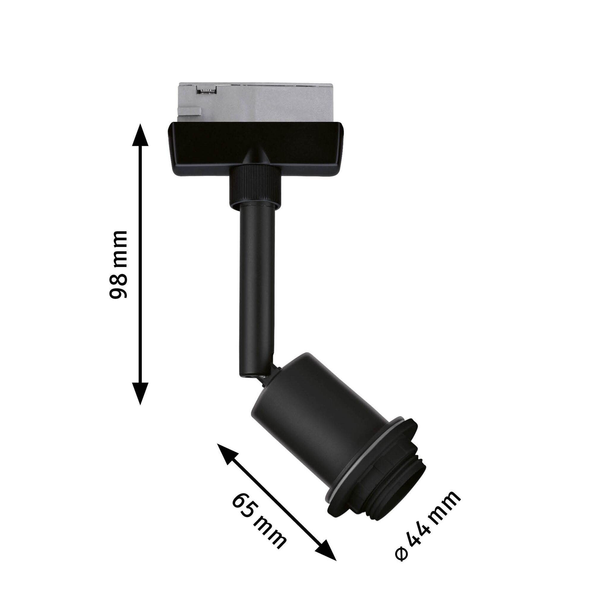 Schwarzer LED-Strahler aus Metall mit 98 mm Länge und 65 mm Breite für moderne Beleuchtung