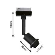 Schwarzer LED-Strahler aus Metall mit 98 mm Länge und 65 mm Breite für moderne Beleuchtung