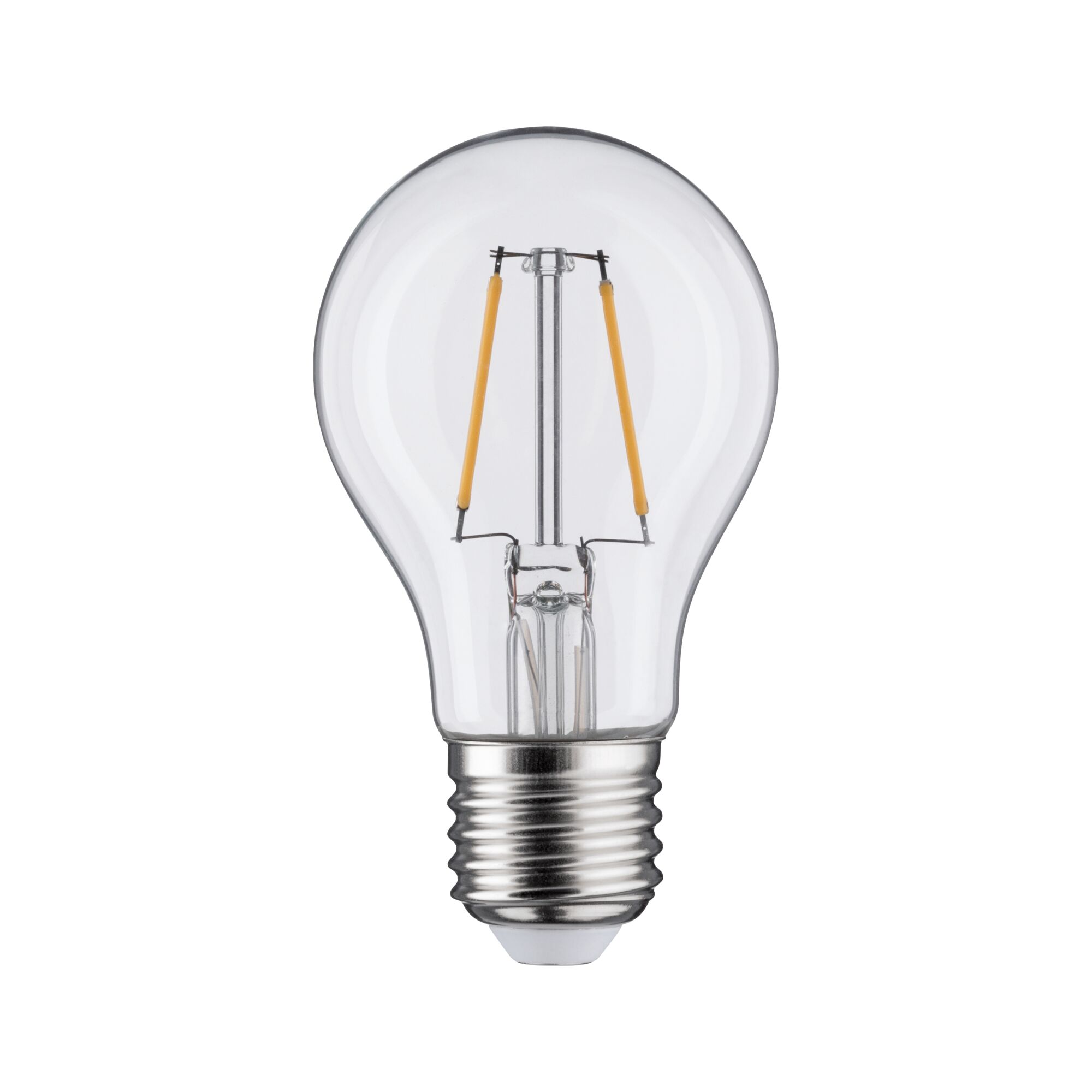Classic LED light bulb with clear glass and silver screw base for energy-efficient lighting