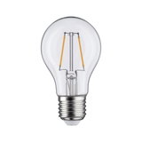 Klassische LED-Glühbirne mit transparentem Glas und silbernem Schraubsockel für energiesparende Beleuchtung